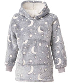 Kids' Hooded Blanket in Grey Glow in the Dark, front